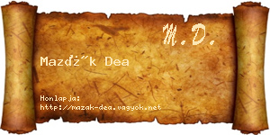 Mazák Dea névjegykártya